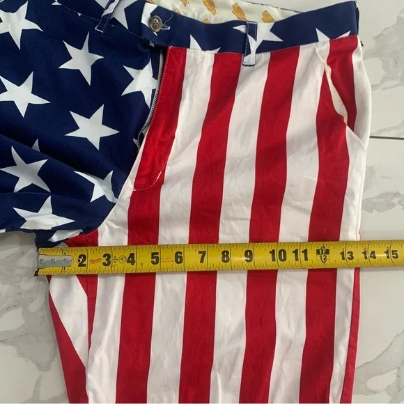 Loud Mouth Shorts Mens 36 Red Blue Chino Patriotic Flag Casual Golf pockets - Picture 4 of 11